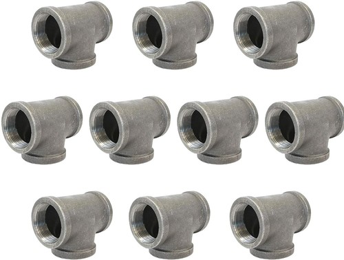 3/4" BLACK TEE 10 PACK PIPE NIPPLES MALLEABLE IRON PIPE FITTING