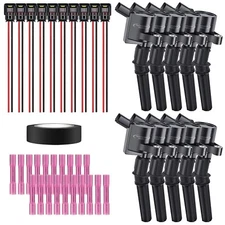 Set of 10 Ignition Coils & Pigtail Connector Wiring Harness Kit Compatible wi...