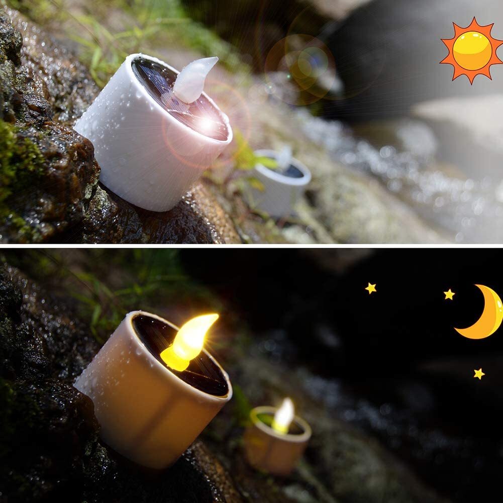 Solar Tea Lights Outdoor LED Candles Flameless Flicker for Lantern Home