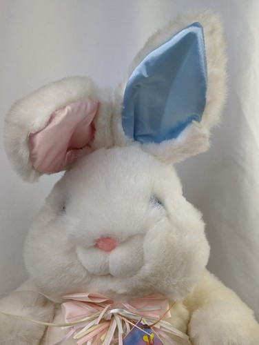 Peluche coniglio bianco pastello raso orecchie zampe 19 pollici Tb Trading Co peluche - Foto 2 di 13