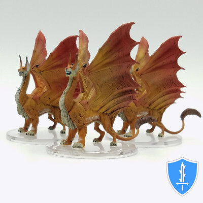 Liondrake x3 - Fizban's Treasury of Dragons #25 D&D Icons of the Realms Dragonne