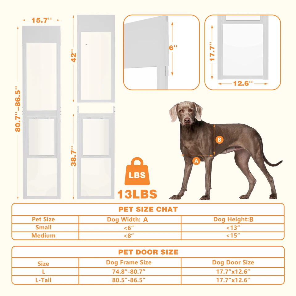 SLSY Dog Door for Sliding Glass Door XL Large Doggy Door for Sliding Door Insert - Image 2 of 4