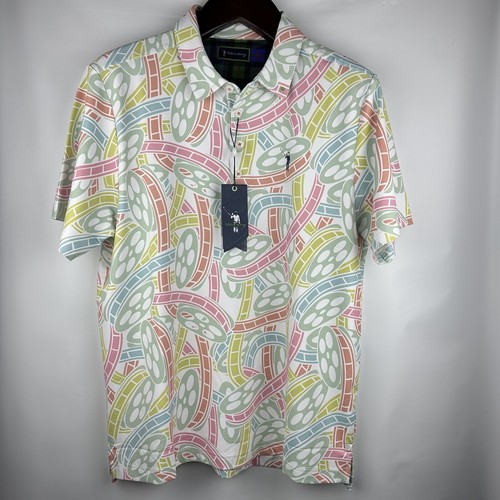 William Murray Men's Polo Shirt - Golf - Short Sleeve - White w/ Film Reels - L - Picture 2 of 23