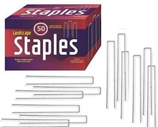50 Pack Ashman 12 Inch Galvanized Garden Stakes Landscape Staples, Fence Stake