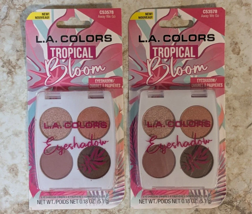 2X L.A. Colors Tropical Bloom Quad Eyeshadow Away We Go C53578 New Fast Shipping - Image 2 of 3