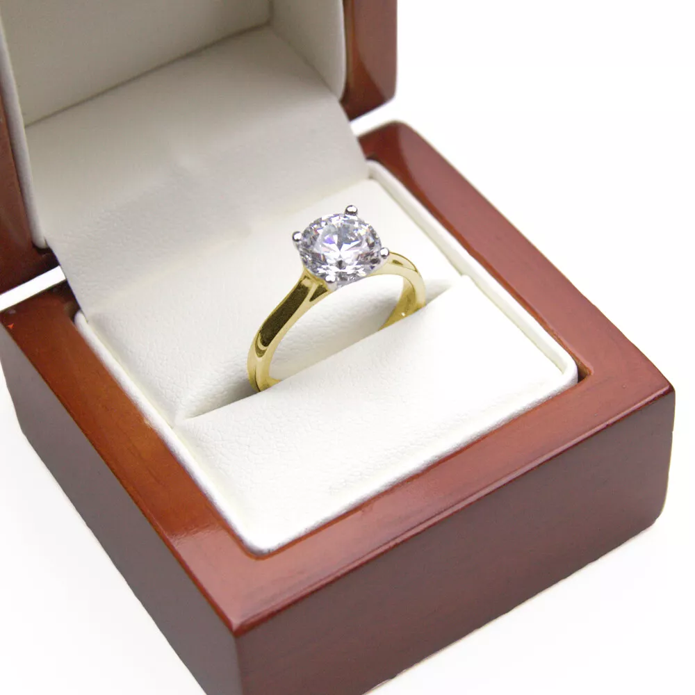 2ct 9ct Gold Simulated Diamond Engagement Ring Solitaire UK