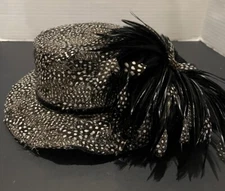 Makins Feather Hat Brown Black 100% Wool Lining 