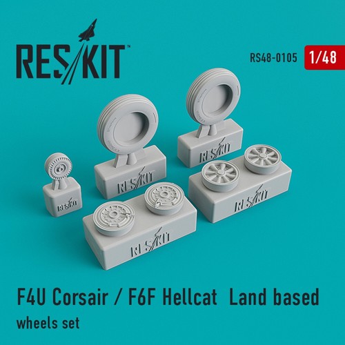 F4U "Corsair"/F6F Hellcat Land based wheels set ResKit RS48-0105 Scale kit 1:48 - Picture 9 of 12
