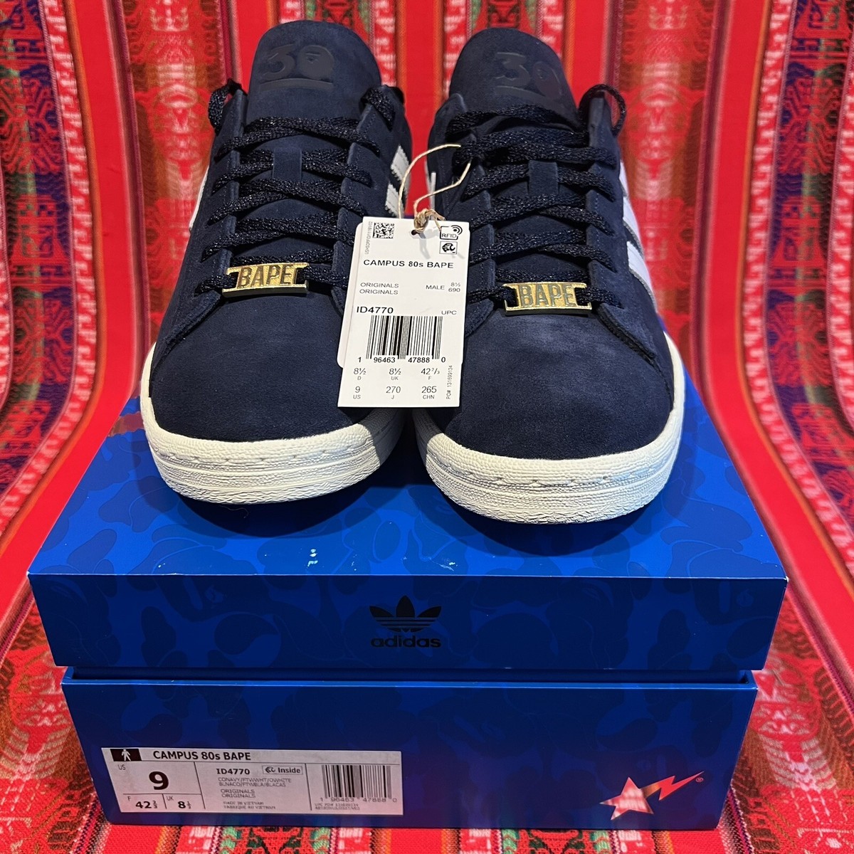 Adidas BAPE Campus 80s ID4770 30th Anniversary Men's Shoes Adidas BAPE Campus 80s ID4770 30th Anniversary Men's Shoes