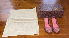 Mini Melissa Girl Campana Pink Glitter Ballet Flat Shoes Size 11 New