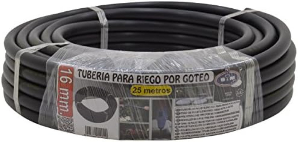 S&M 010040 Tubo Irrigazione a Goccia 16mm x 25m - Polietilene Nero Alta Qualità