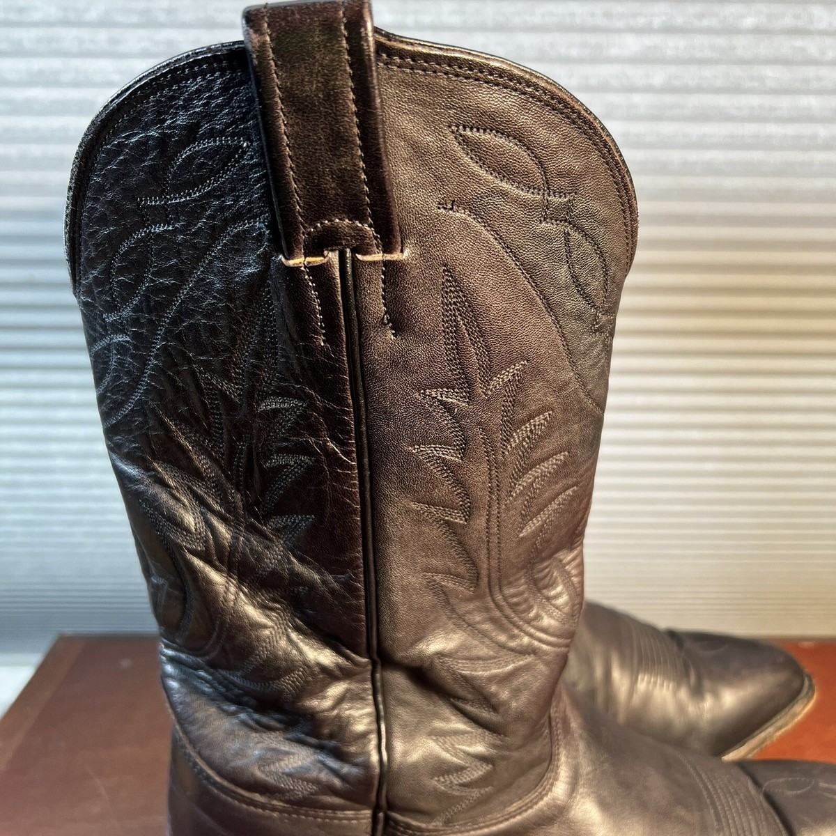 Black Leather Western Boots- Nocona 7501 Cowboy size 10 2 E Nocona 7501 Black Deertan Leather Western Cowboy Boots Men main image 3