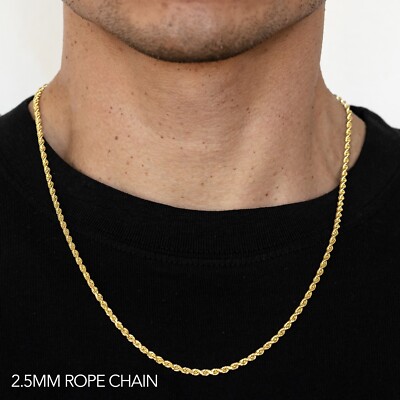 14k Yellow Gold 2.5mm Rope Chain D/cut Bracelet Size 7''-9'' Hollow