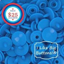 1000 Sets KAM Snaps: BRIGHT BLUE-Size 16/T3-Plastic Snap Buttons Ribbon Crafts