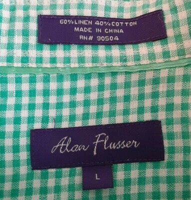 Men's Size L Long Sleeve Green/White Gingham Button-up Shirt By