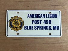 American Legion License Plate Blue Springs MO Post 499 Vintage Plastic