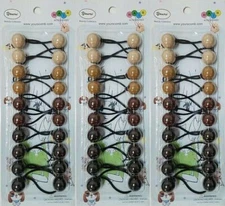 YOURS Twin Bead Bubble Ball Ponytail Elastic Scrunchie Girls MULTI-COLOR 10 Pcs