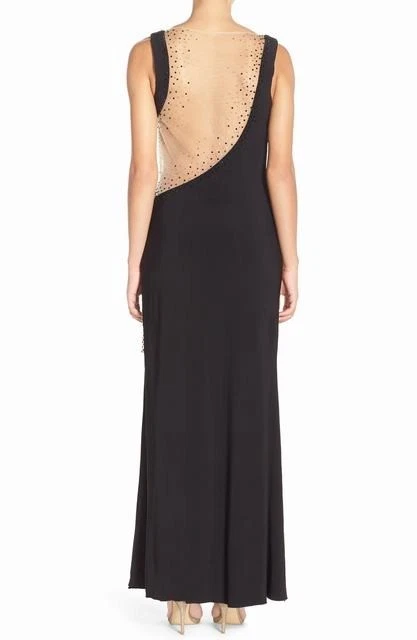 Embellished Illusion Evening Dress JS Collection Gown 12 Uk BNWT RRP $289 Black - Image 2 of 4