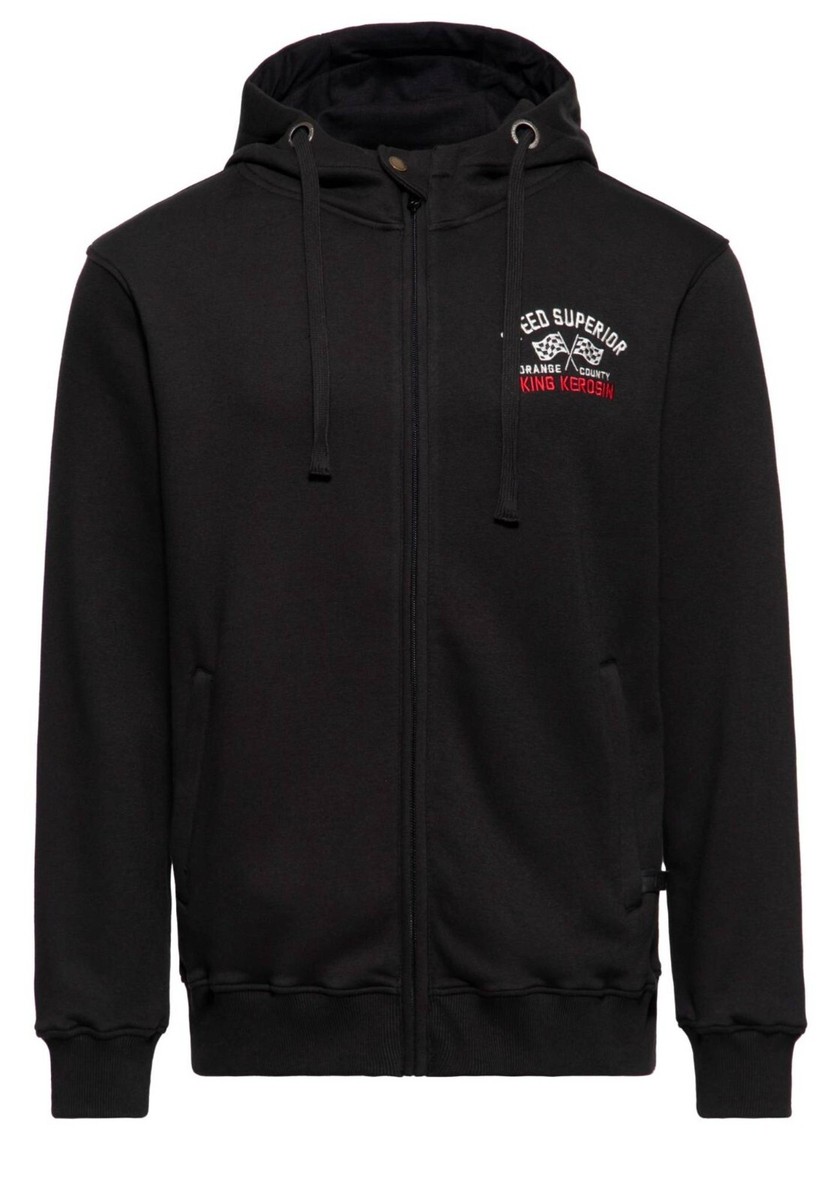 King Kerosin Herren Zip-Jacke Hoodie Speed King in schwarz