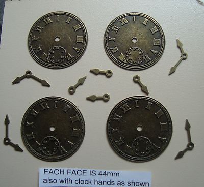 4 STEAMPUNK BRONZE UHREN/ZIFFERNBLÄTTER 44mm MIT ZEIGERN