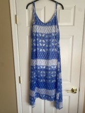 Show Me Your Mumu Size Small Blue And White U Back Shark bite Maxi Dress