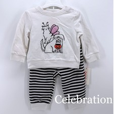 Cat Jack Baby 2pc Halloween 3-6M Sweatshirt and Striped Joggers Set Off White