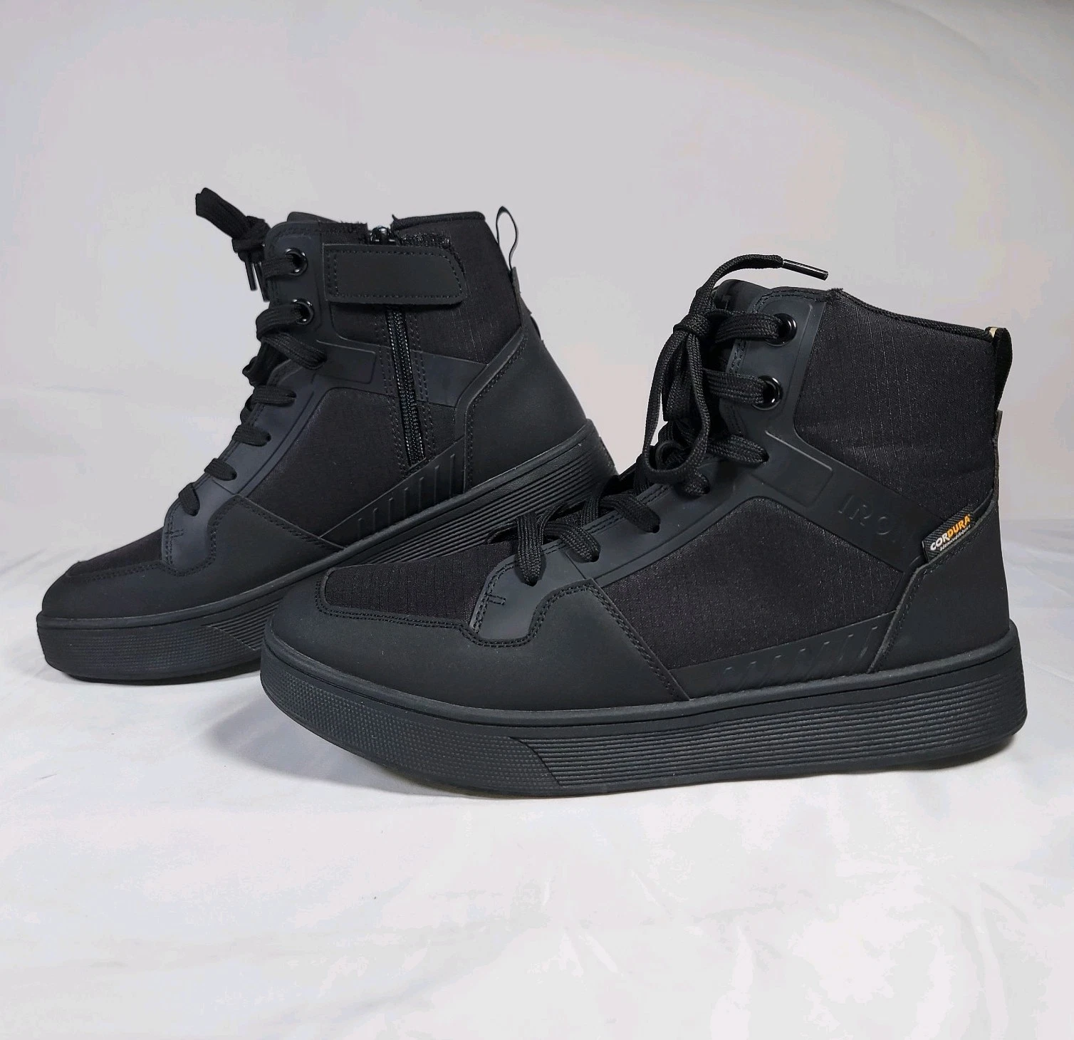 RIDEIRON MS6001 Motorcycle Riding Shoe Men 9.5 Black CORDURA Protective High Top image 1