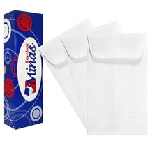 500 3 Coin Envelopes, White, 2.5 x 4.25 Inches, 24lb Paper, Gummed Flap, 500...