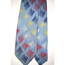 Neck Tie VTG Rhodia 60s 70s Italian Acetate Multi Color Paint Box Tie 58" x 3.5"