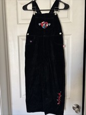 VTG 90s Disney Mickeys Stuff For Kids Minnie Mouse Black Velour Overalls Sz 6X