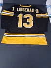 KEN LINSEMAN SIGNED INSCRIBED BOSTON BRUINS CUSTOM BLACK HOCKEY JERSEY JSA COA