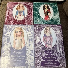 4 Vtg Enchanted Forest Princess Paper Dolls USA Made Sleeping Beauty Cinderella