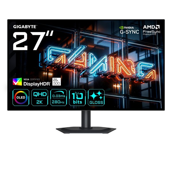 Gigabyte MO27Q28GR 27 Zoll QHD Woled Gaming Monitor 280 Hz DP/HDMI/USB-C 0,03Ms-image