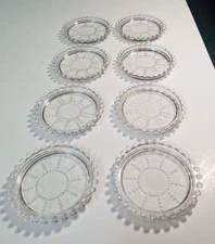Imperial Candlewick Clear Elegant Glass 3-3/4" Spoke Coasters - Set of 8