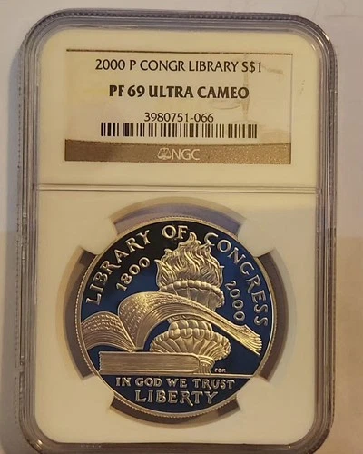 2000-P LIBRARY OF CONGRESS COMMEMORATIVE SILVER DOLLAR NGC PF69 ULTRA CAMEO