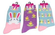 Davco Easter Women's Crew Socks 9-11 Bunnies Chicks Size 9-11