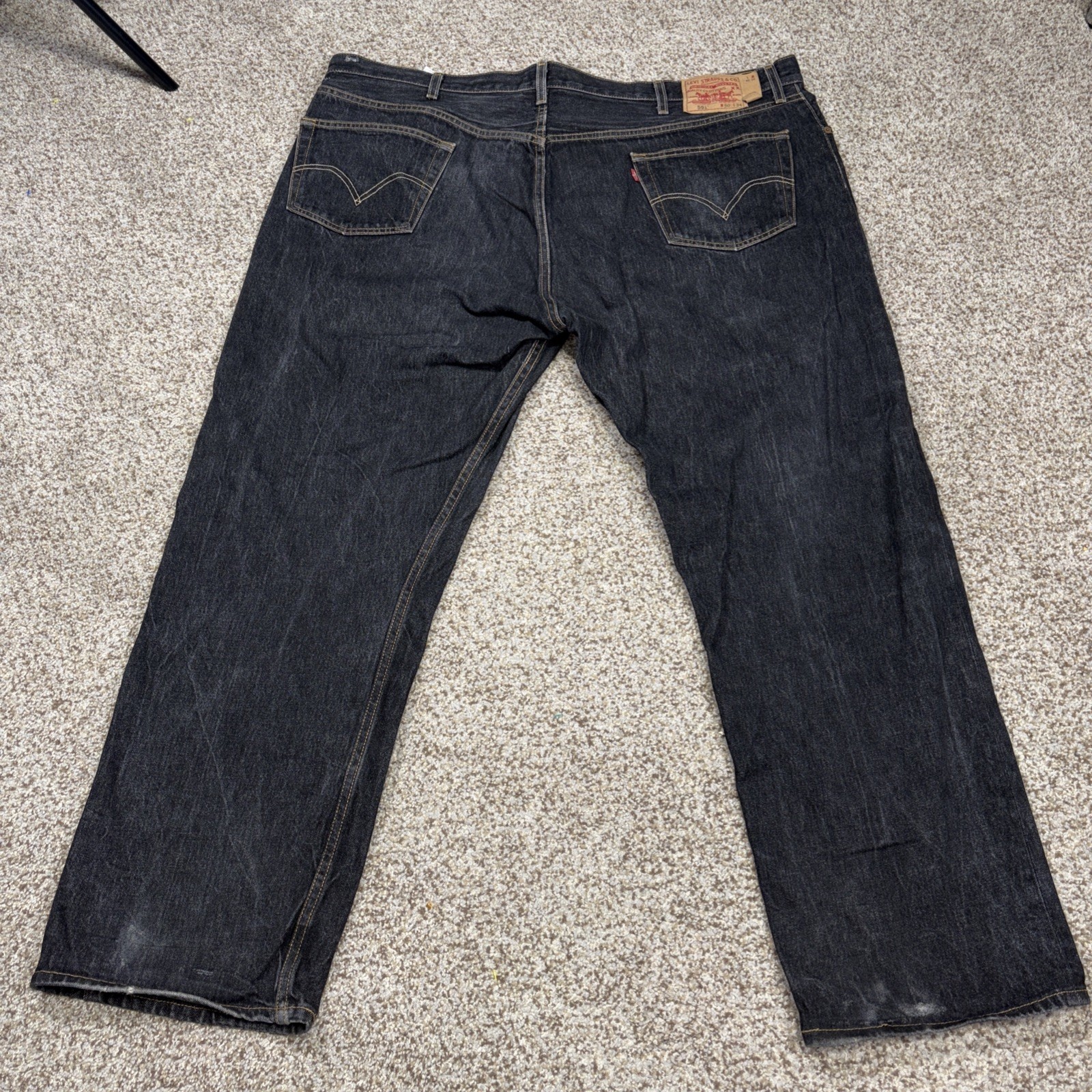 Levis Strauss 501 50 X 34 Fits 46 X 31 Button Fly Black Denim Cotton Jeans - View 14