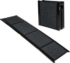 Felt Dog Ramp - 63 x17 Black Foldable Portable Metal Frame Non-Slip Stairs