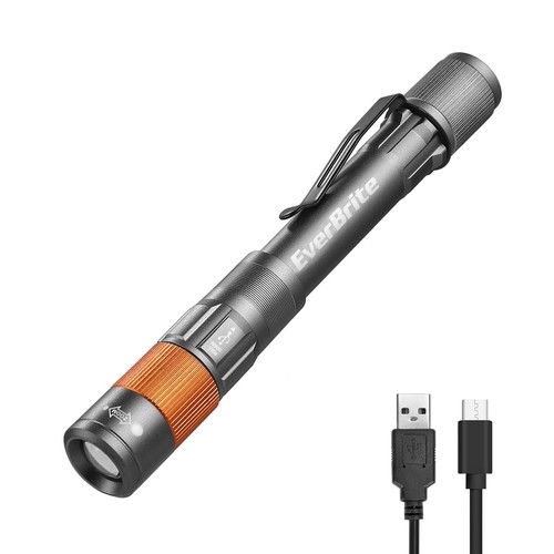 Rechargeable Pen Light, 300 Lumens EDC Flashlight, Zoomable LED Pocket Flashl...