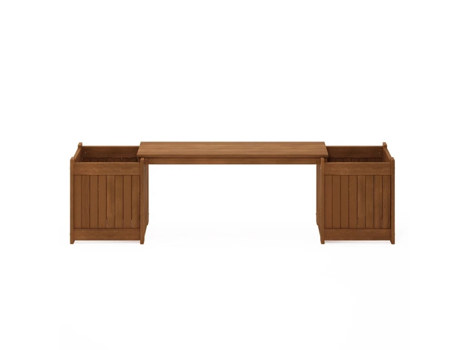 Jardinera exterior Furinno Tioman rojo oscuro madera Meranti con acabado al aceite Foto 3 de 4