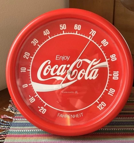 Coca Cola wall thermometer vintage 1989 Plastic Trintec Industries Ridian