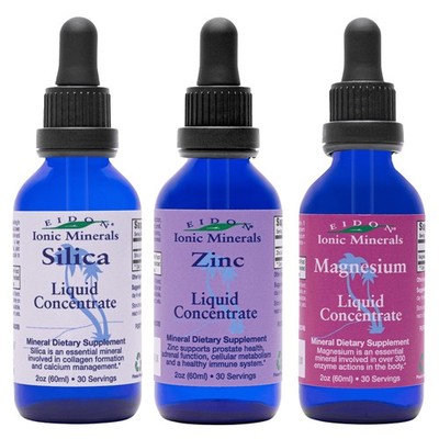 Eidon Ionic Minerals Liquid Silica, Zinc, & Magnesium Drops Variety Pack  Sil...
