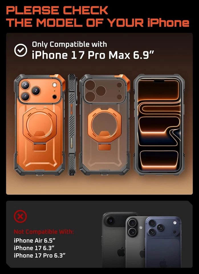 Funda SUPCASE para 2025 iPhone 17 PRO MAX Agarre Antideslizante con Soporte Magnético Cubierta Foto 2 de 4