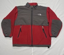 The North Face Jacket Boys Large Red Gray Colorblock Polartec Fleece Full Zip