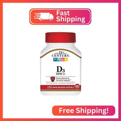 21st Century Vitamin D3 1000 IU Softgels, Bone & Immune, 250 Count
