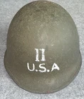 vintage US ARMY MILITARY HELMET SHELL - WWII Vietnam Korea Tan Chinstrap Strap