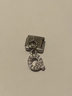 Neu Buchstaben Q CZ Hänger Silber Charm passt allen 9mm klassisch italienisch Armband
