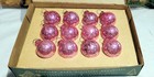 Vintage Box of 12 Shiny Brite Feather Tree 1" Ornaments in the Box. All Pink! — photo 8