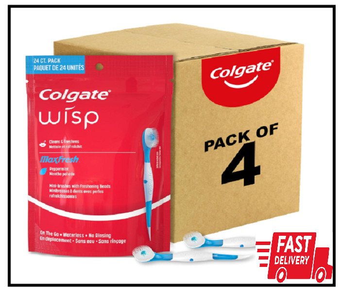 4-Pack Colgate Max Fresh Wisp Disposable Travel Toothbrushes, Peppermint - 24ct