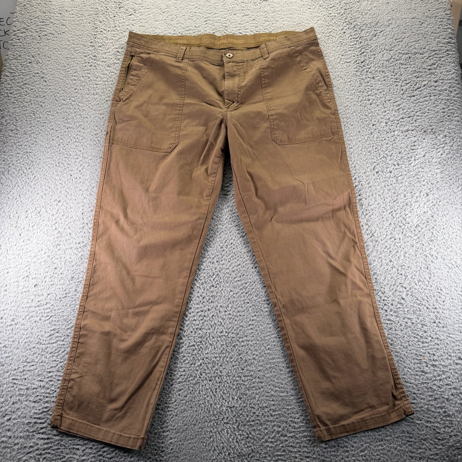 Weatherproof Pant Mens 40x32 Brown Cotton Straight Utility Workwear Stretch